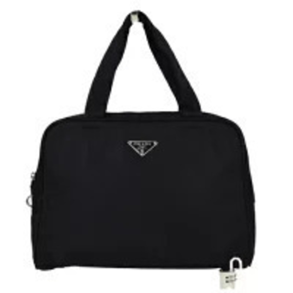 Prada Handbag Black Leather Padlock